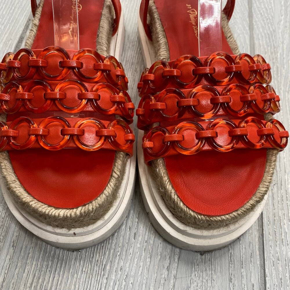 3.1 Philip Lim Women's Orange & White Noa Platform Sandals Size 36 US 6 - Picture 8 of 11